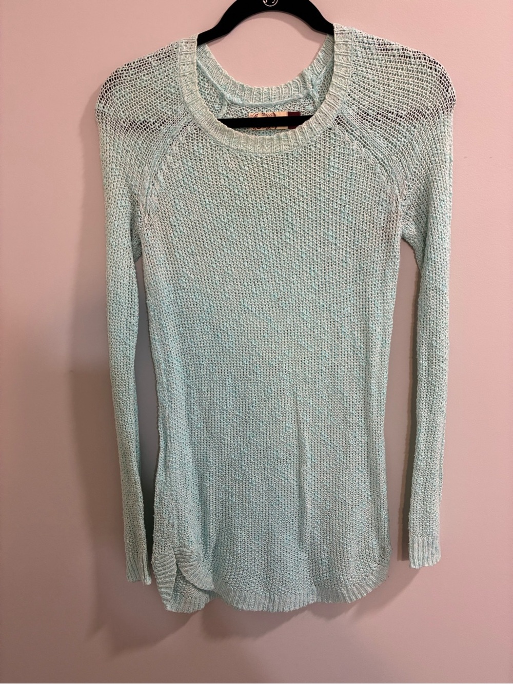 SO Mint Green Scoop Neck Lightweight Knit Sweater